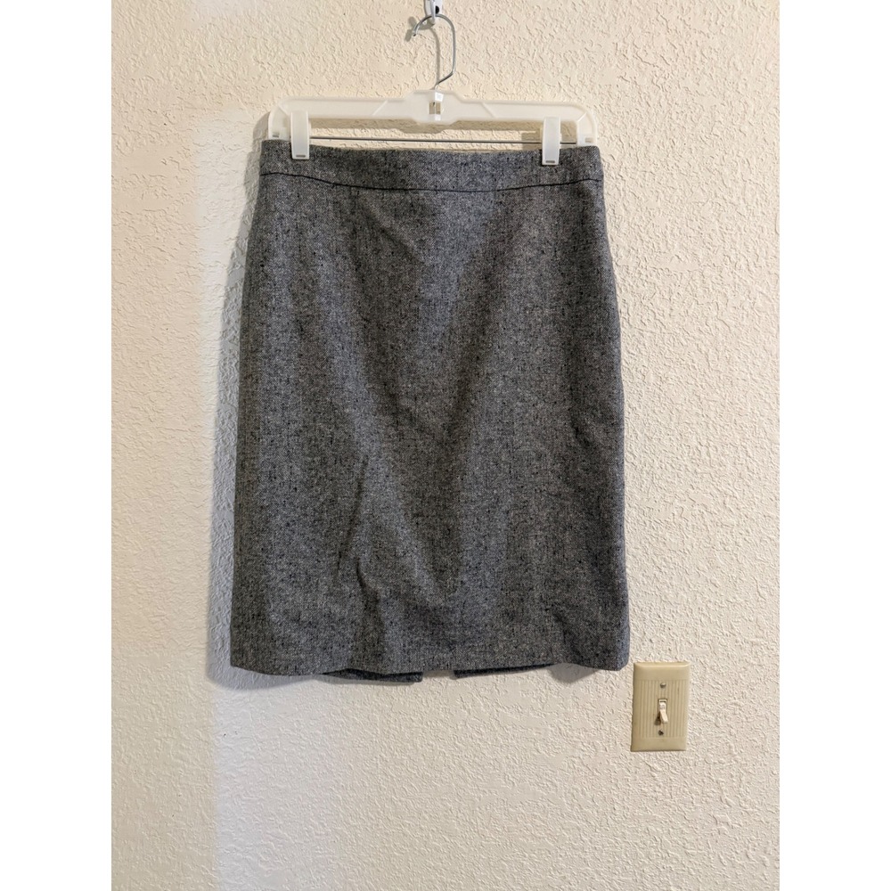 J.Crew Grey Wool Silk Blend Tweed Pencil Skirt Size 8‎ Professional Business